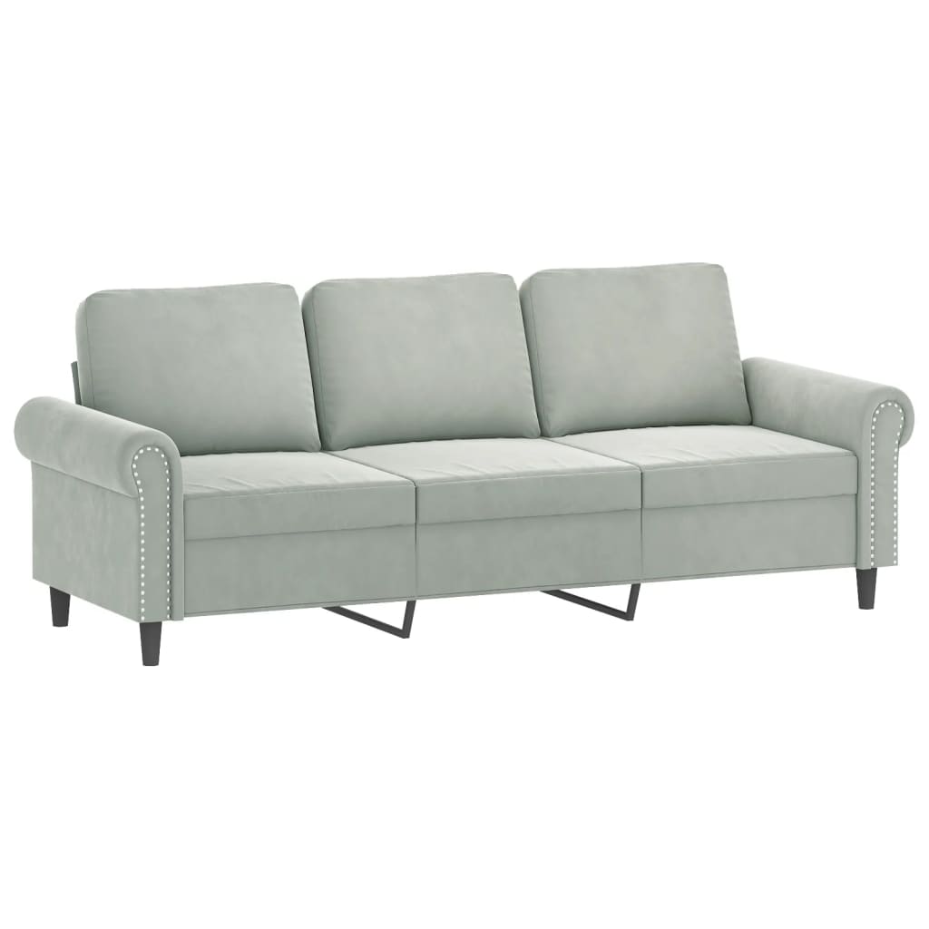 3-dijelni set sofa s jastucima svjetlosivi baršunasti