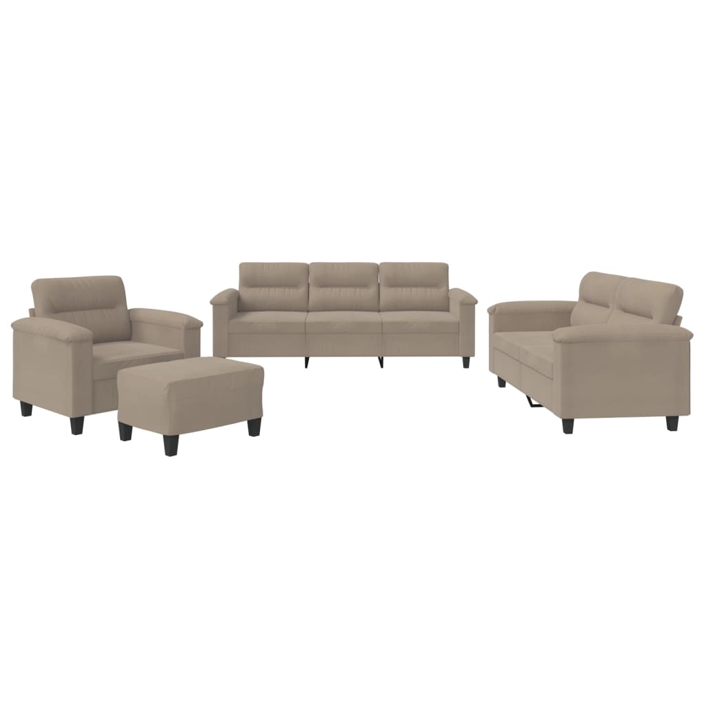4-dijelni set sofa s jastucima, taupe mikrofibra tkanina