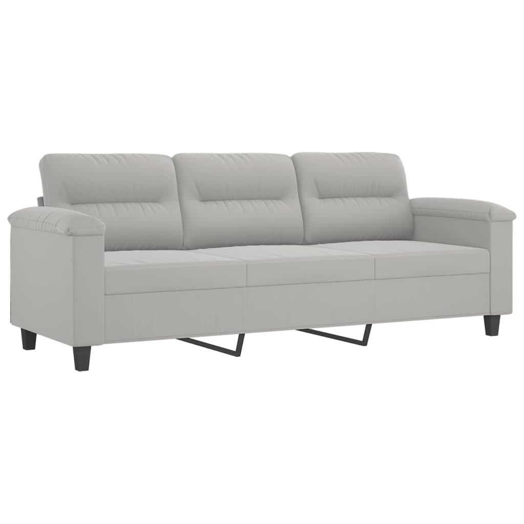 4-dijelni set sofa s jastucima svjetlosivi od mikrovlakana