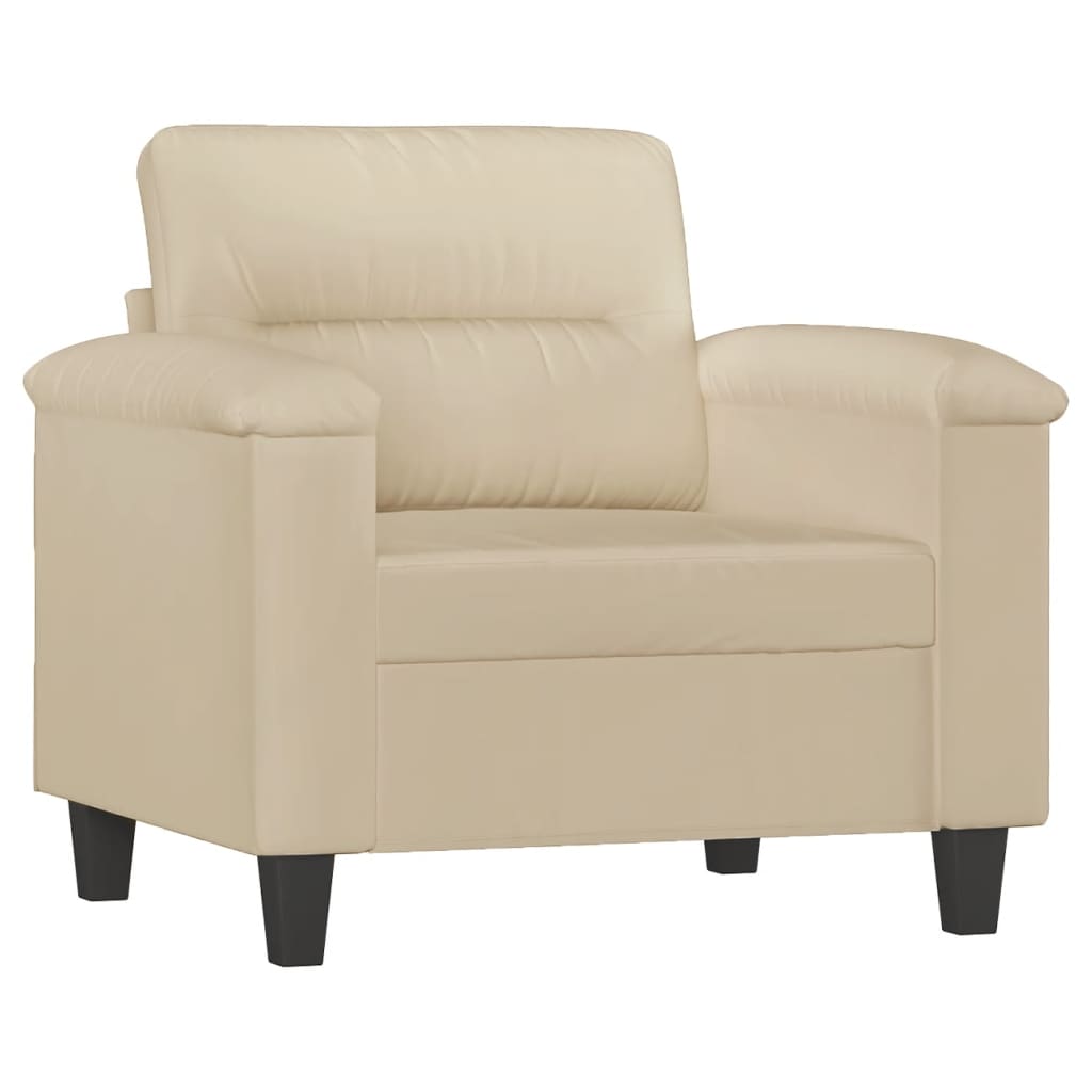 3-dijelni set sofa s jastucima krem od mikrovlakana