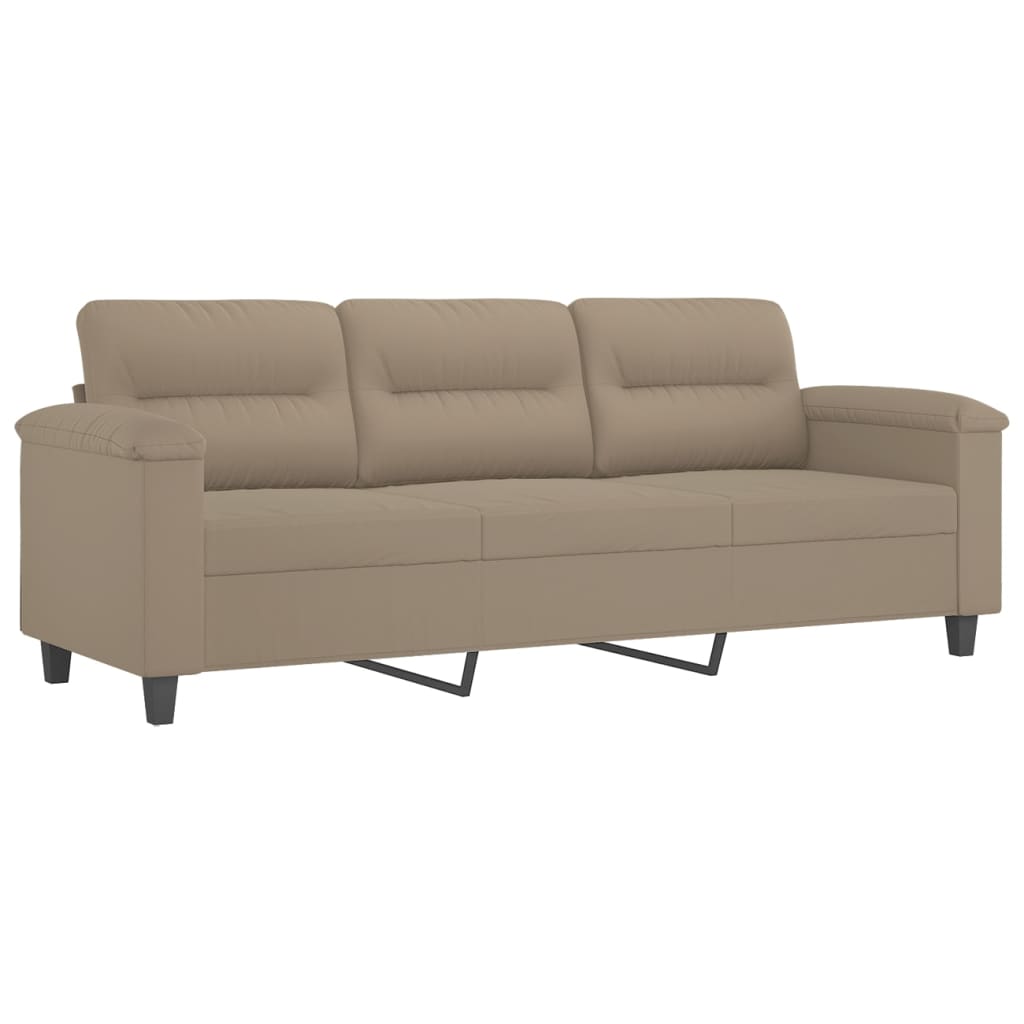 4-dijelni set sofa s jastucima smeđesivi od mikrovlakana
