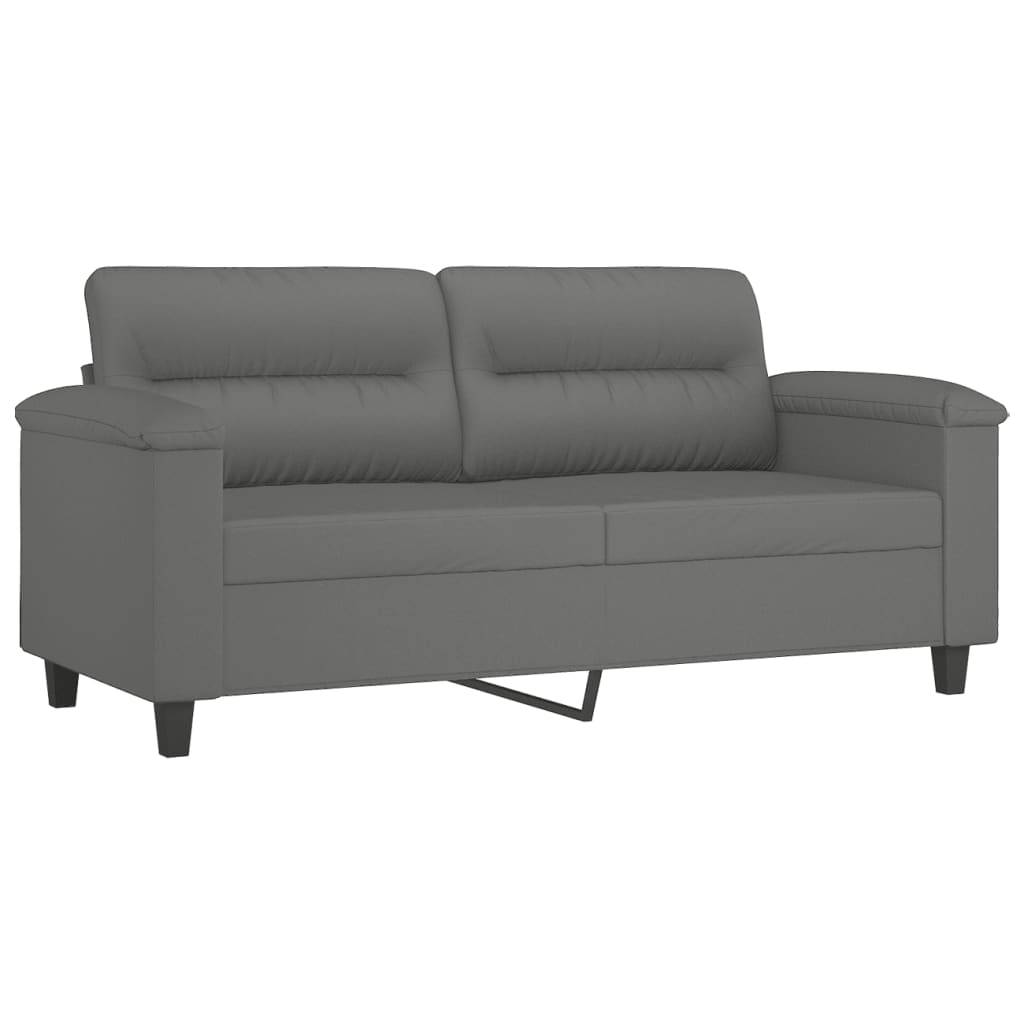 3-dijelni set sofa s jastucima tamnosivi od mikrovlakana