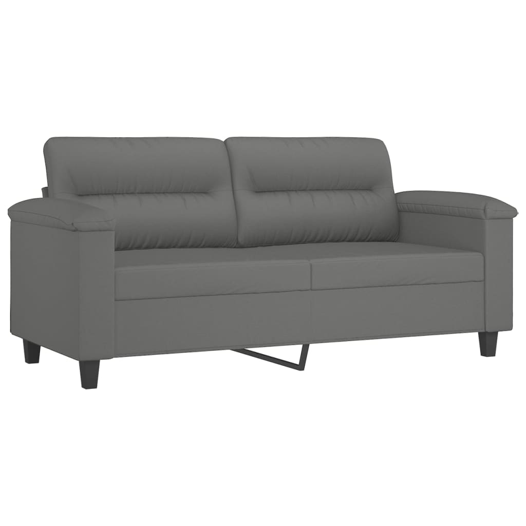 3-dijelni set sofa s jastucima tamnosivi od mikrovlakana