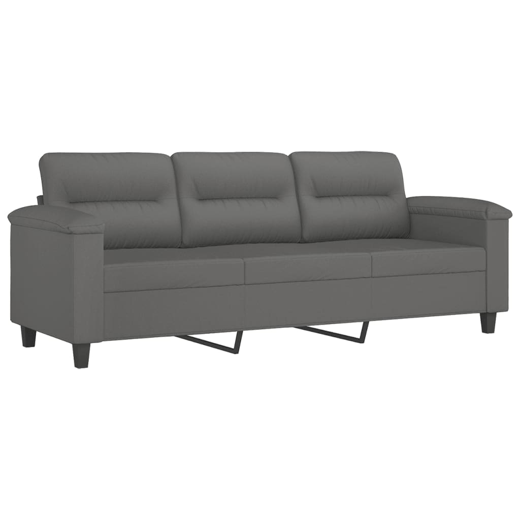 2-dijelni set sofa s jastucima tamnosivi od mikrovlakana