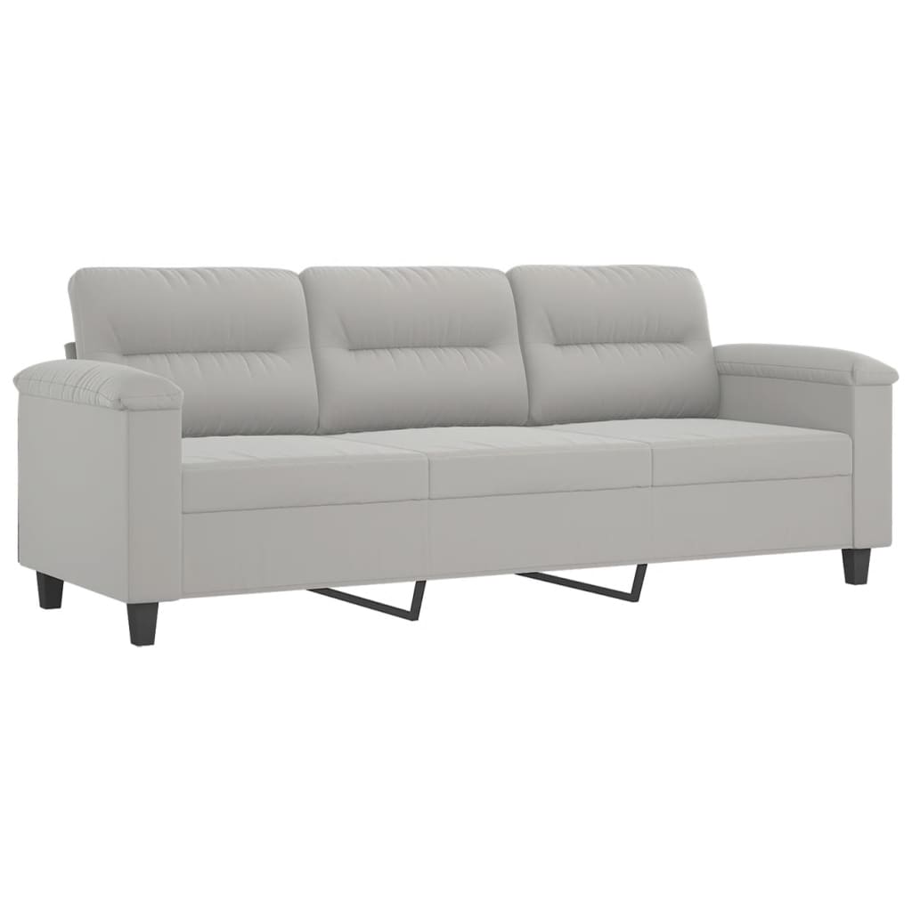 3-dijelni set sofa s jastucima svjetlosivi od mikrovlakana