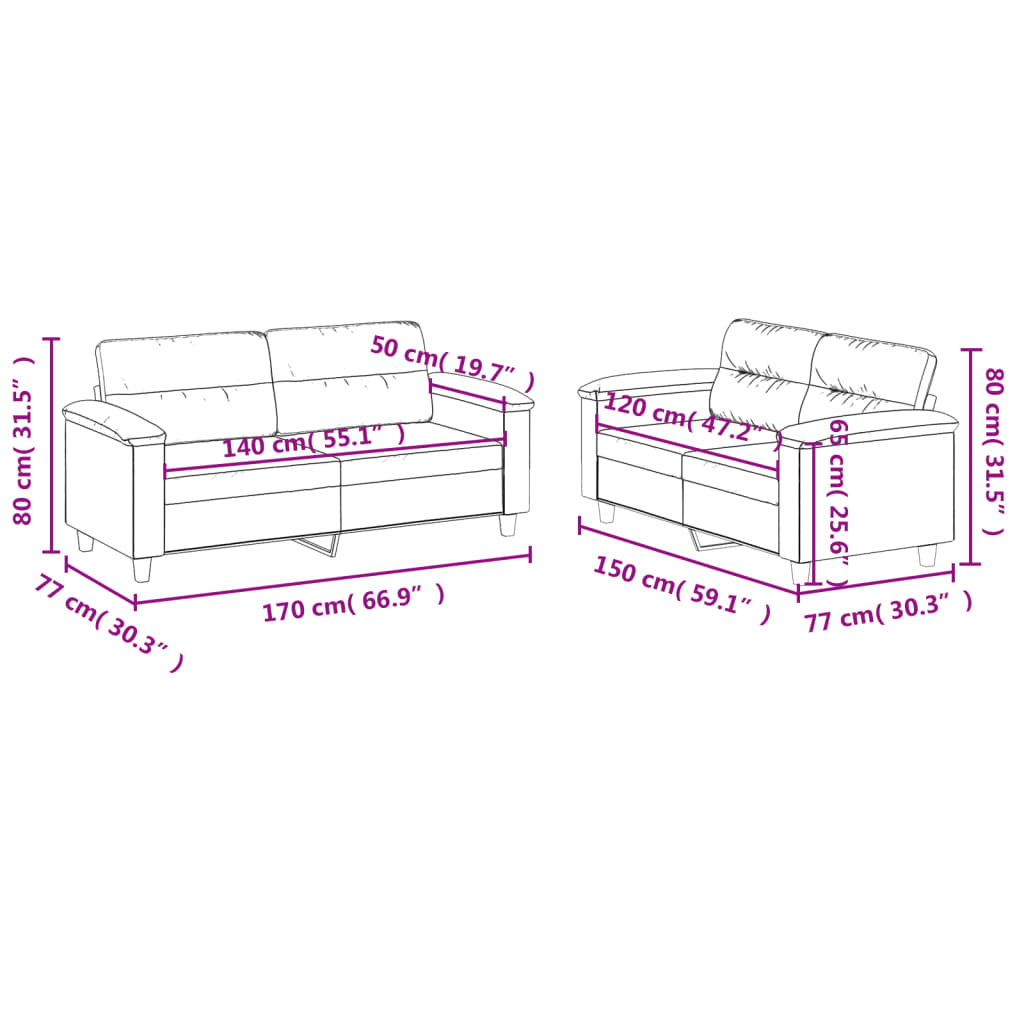 2-dijelni set sofa s jastucima crni od umjetne kože