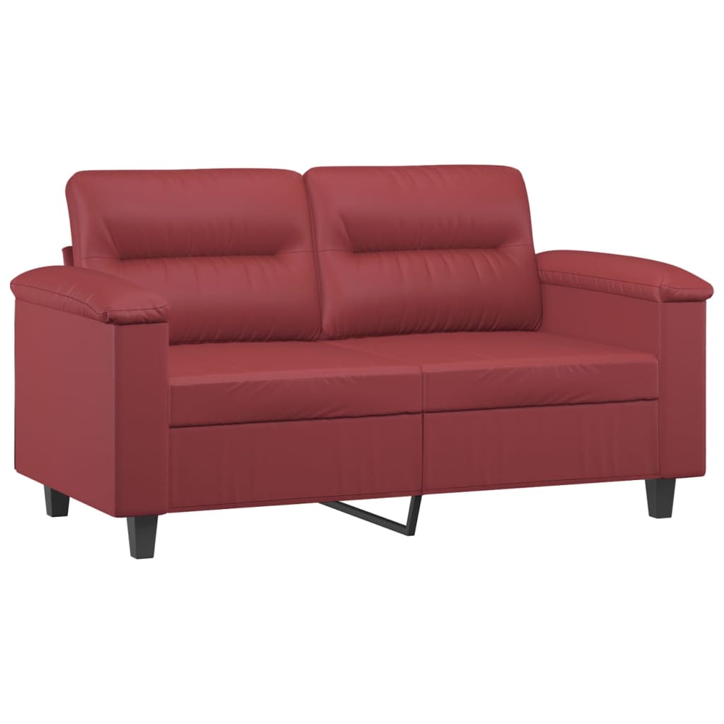 2-dijelni set sofa s jastucima boja vina od umjetne kože