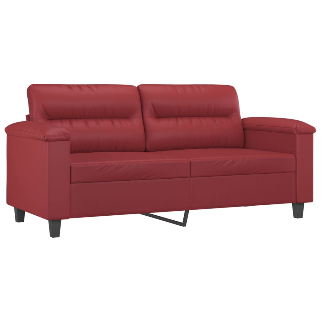 2-dijelni set sofa s jastucima boja vina od umjetne kože