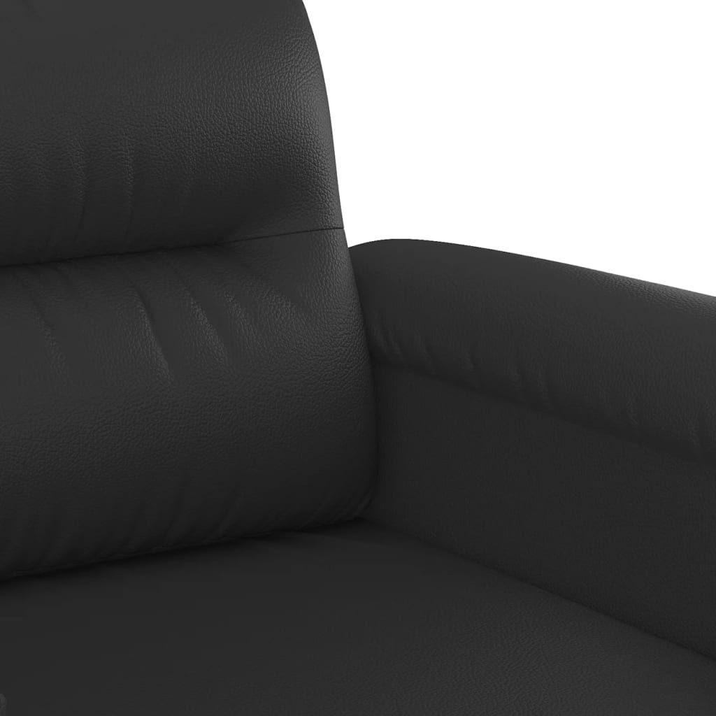 3-dijelni set sofa s jastucima crni od umjetne kože