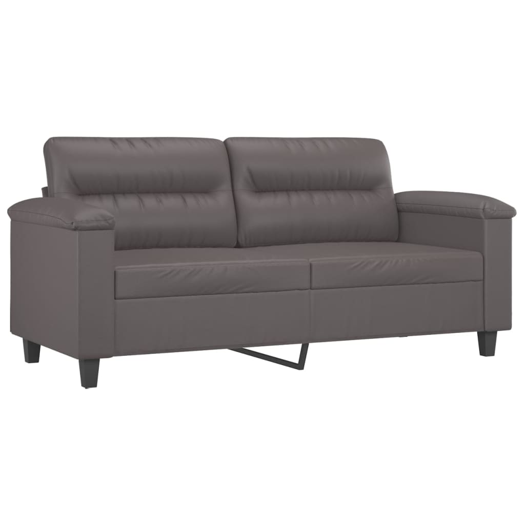 2-dijelni set sofa s jastucima sivi od umjetne kože