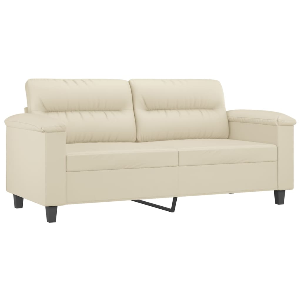 3-dijelni set sofa s jastucima krem od umjetne kože