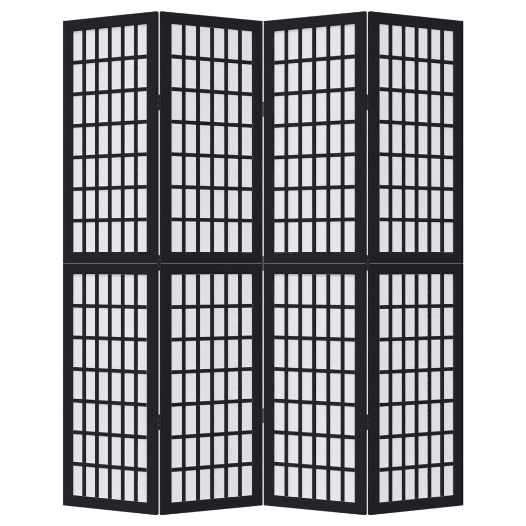 Sobna pregrada s 4 panela crno od masivnog drva paulovnije