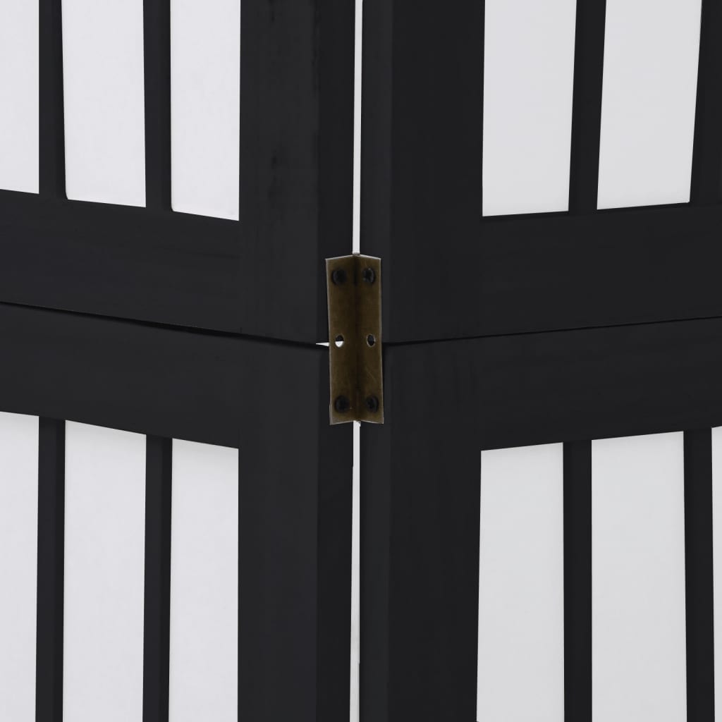 Sobna pregrada s 4 panela crno od masivnog drva paulovnije
