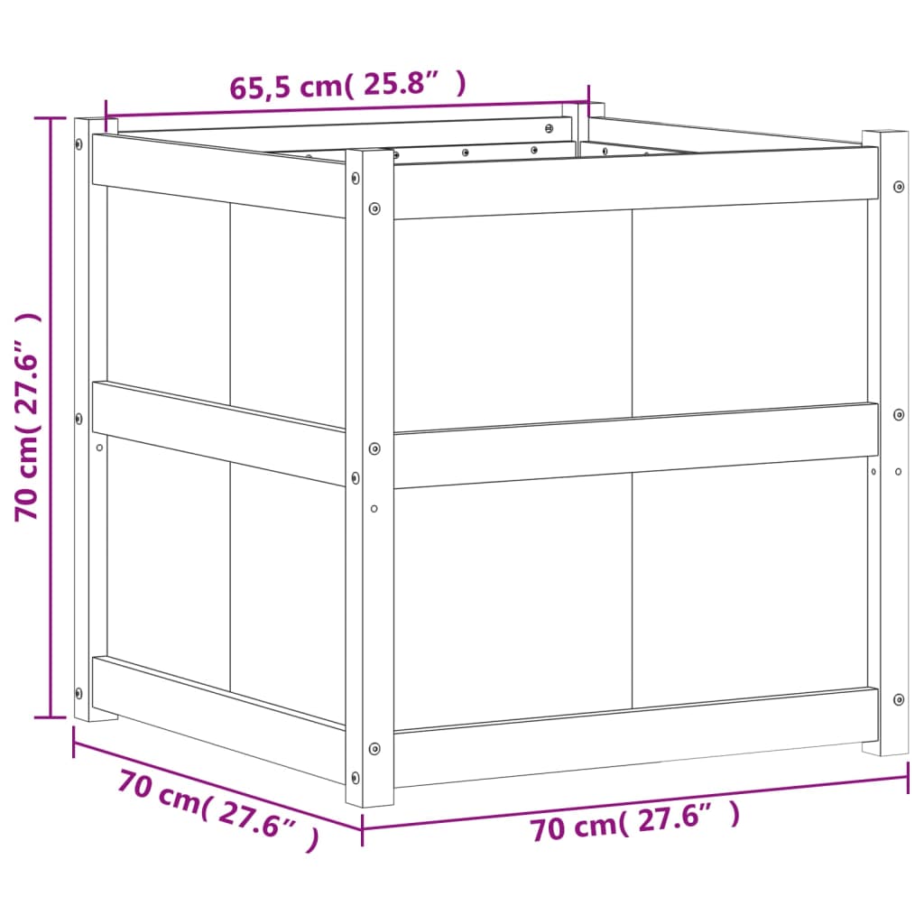 Vrtna sadilica 70 x 70 x 70 cm od masivne borovine