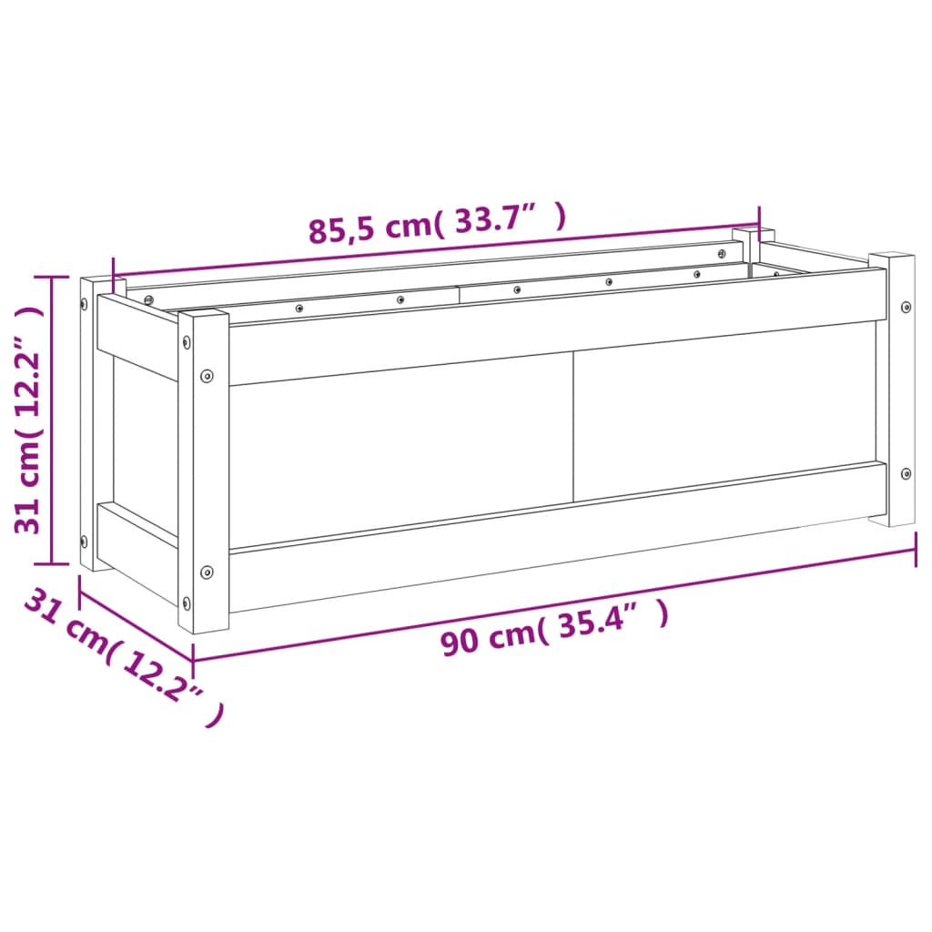 Vrtna sadilica bijela 90x31x31 cm od masivne borovine