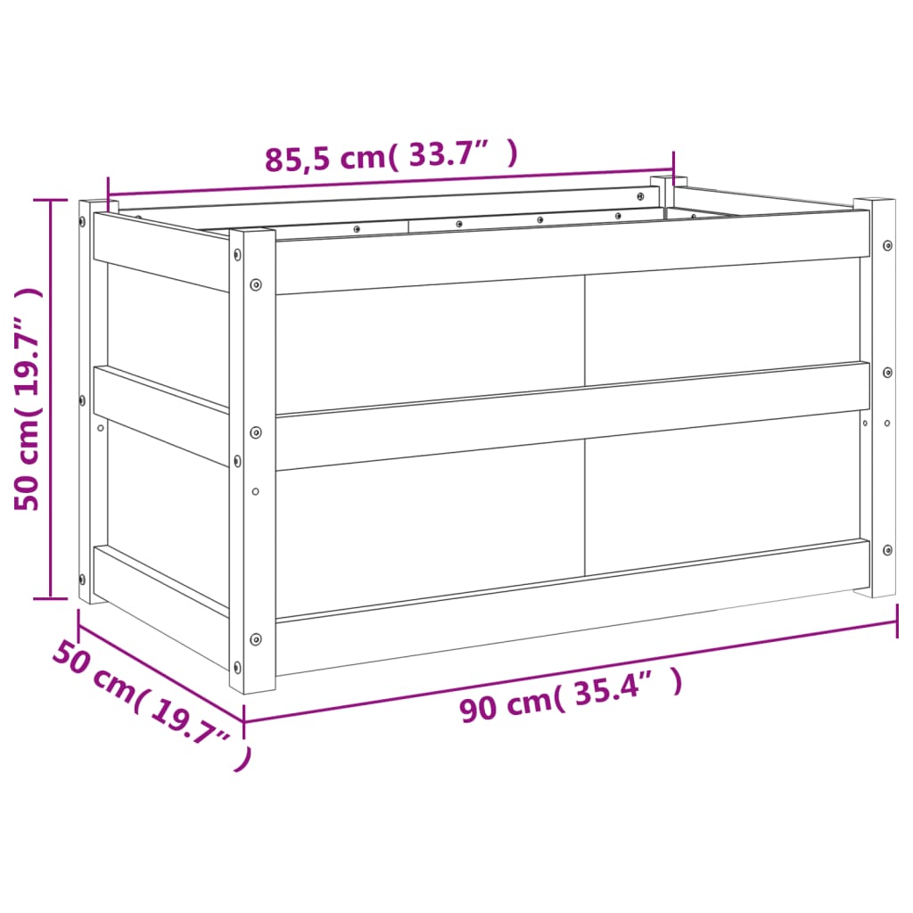 Vrtna sadilica 90x50x50 cm od masivne borovine