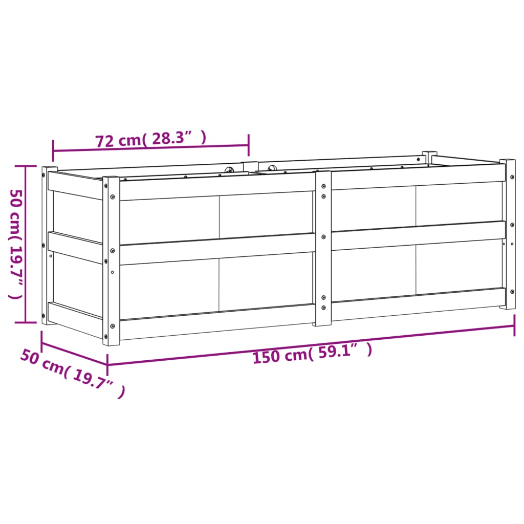 Vrtna sadilica 150 x 50 x 50 cm od masivne borovine
