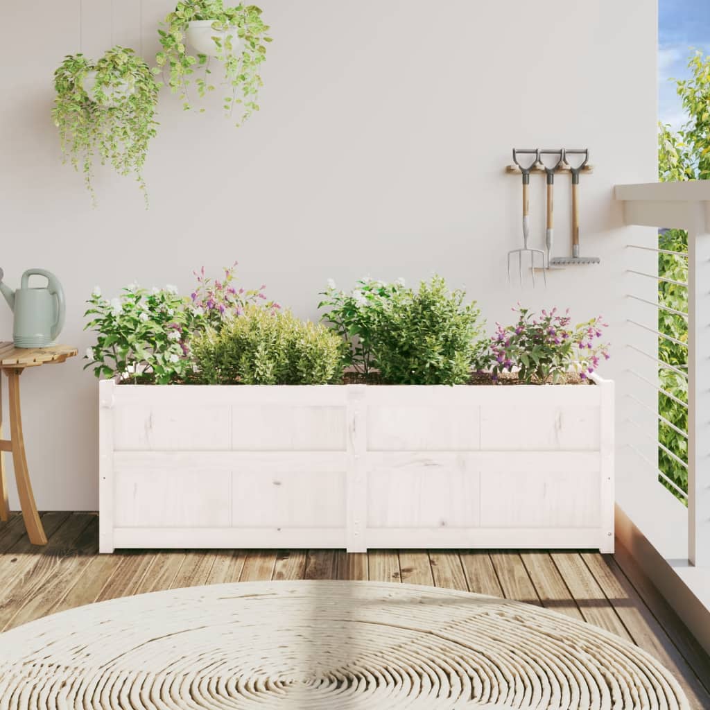 Vrtna sadilica bijela 150 x 50 x 50 cm od masivne borovine