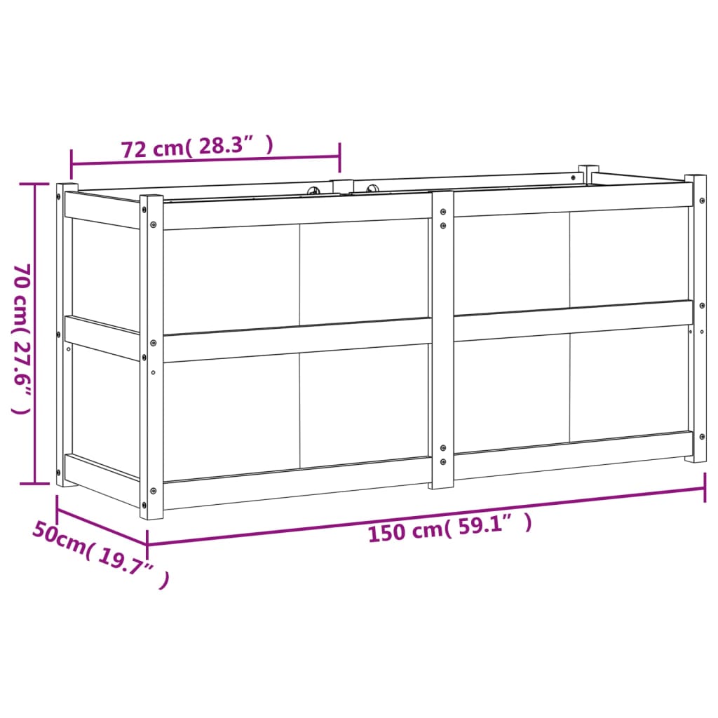 Vrtna sadilica 150 x 50 x 70 cm od impregnirane borovine