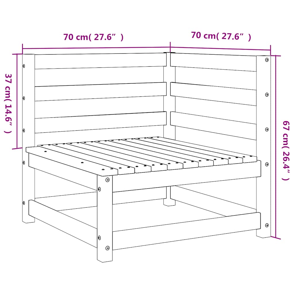 Kutne vrtne sofe 2 kom 70 x 70 x 67 cm masivno drvo duglazije