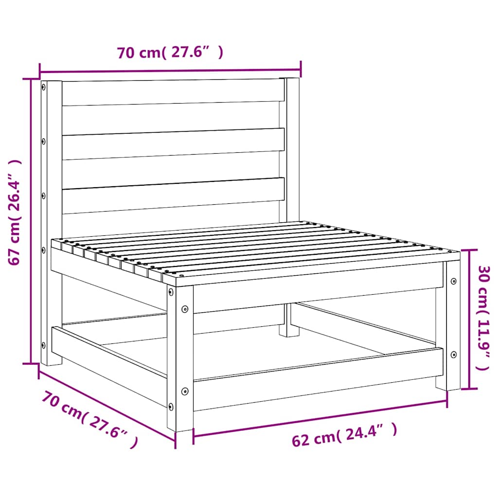 Vrtne sofe bez naslona za ruke 2 kom smeđe 70x70x67cm borovina