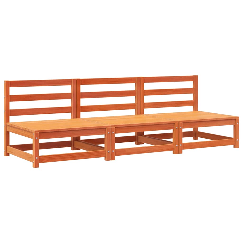 Vrtne sofe bez naslona za ruke 3 kom smeđe 70x70x67cm borovina