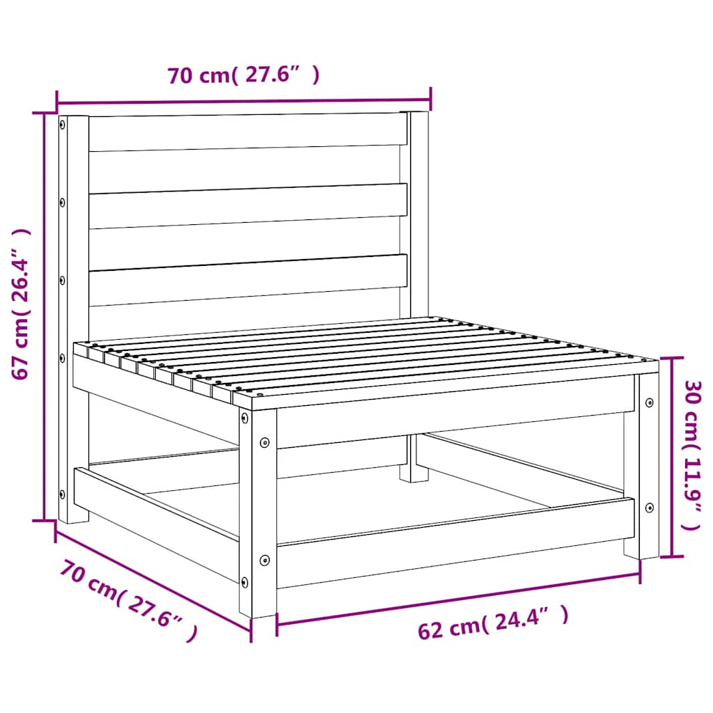 Vrtne sofe 3 kom 70 x 70 x 67 cm od impregnirane borovine