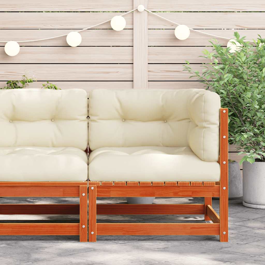 Kutna vrtna sofa s jastucima voštano smeđa od borovine