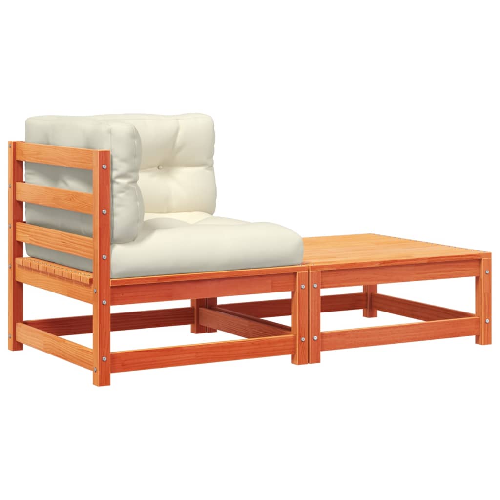 Kutna vrtna sofa s jastucima i tabureom