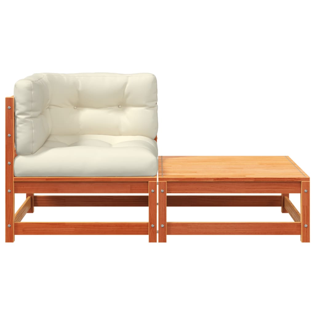 Kutna vrtna sofa s jastucima i tabureom