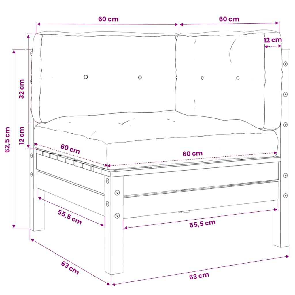 Kutna vrtna sofa s jastucima od impregnirane borovine