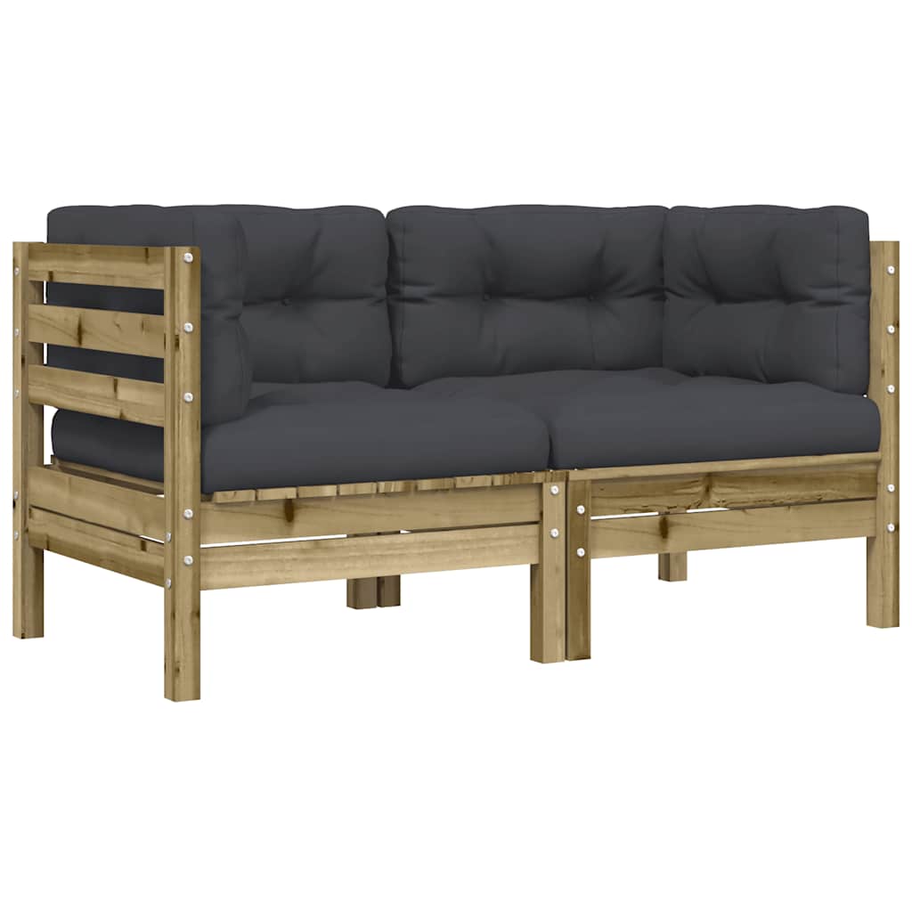 Kutna vrtna sofa s jastucima 2 kom od impregnirane borovine