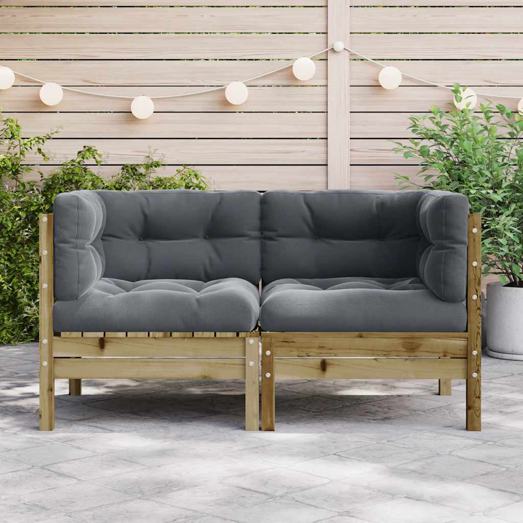 Kutna vrtna sofa s jastucima 2 kom od impregnirane borovine