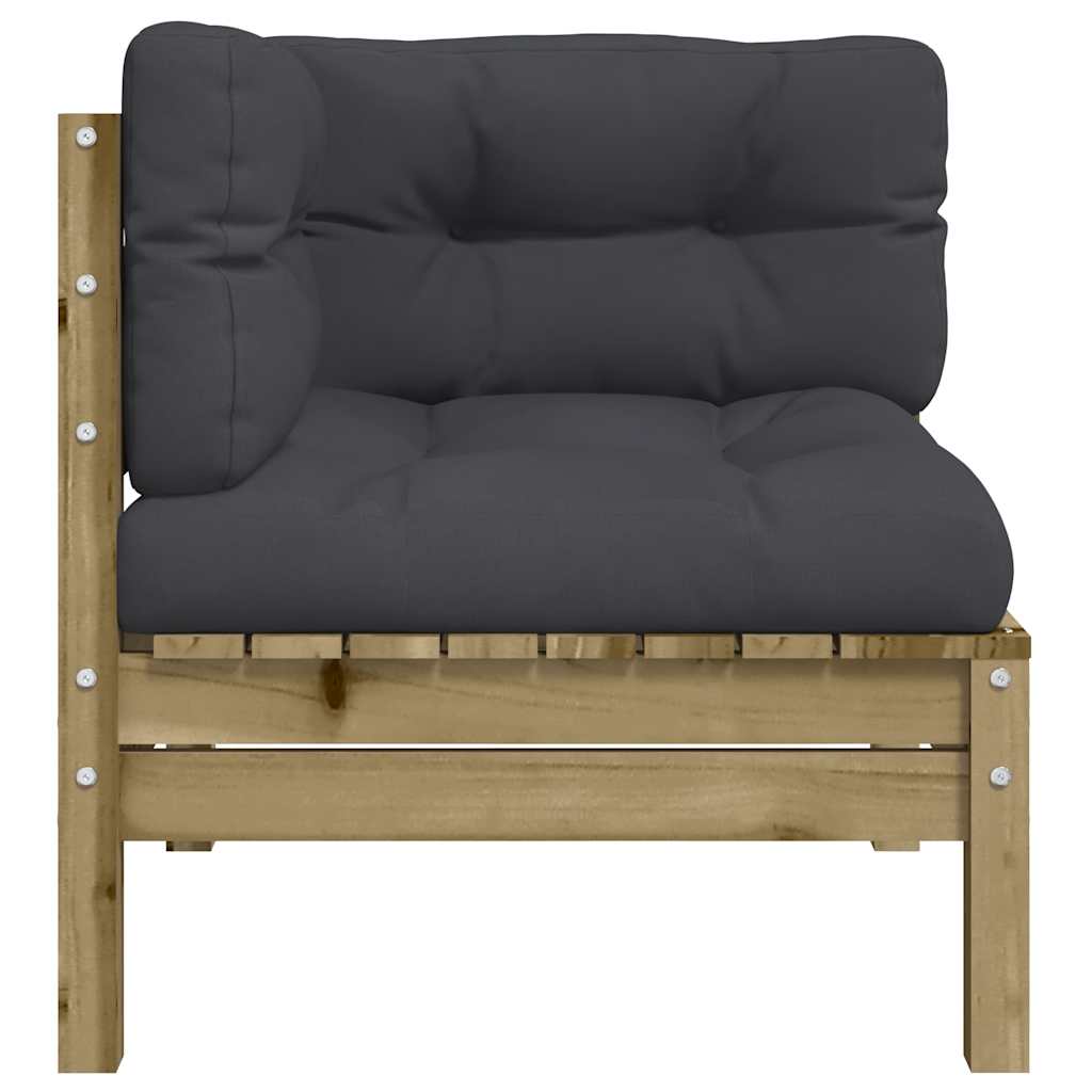 Kutna vrtna sofa s jastucima 2 kom od impregnirane borovine