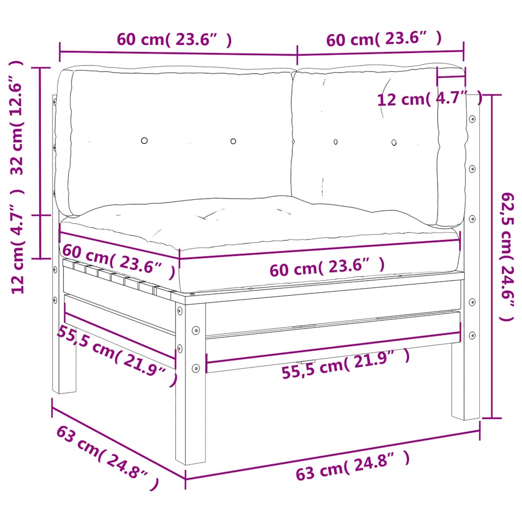 Kutna vrtna sofa s jastucima 2 kom od impregnirane borovine