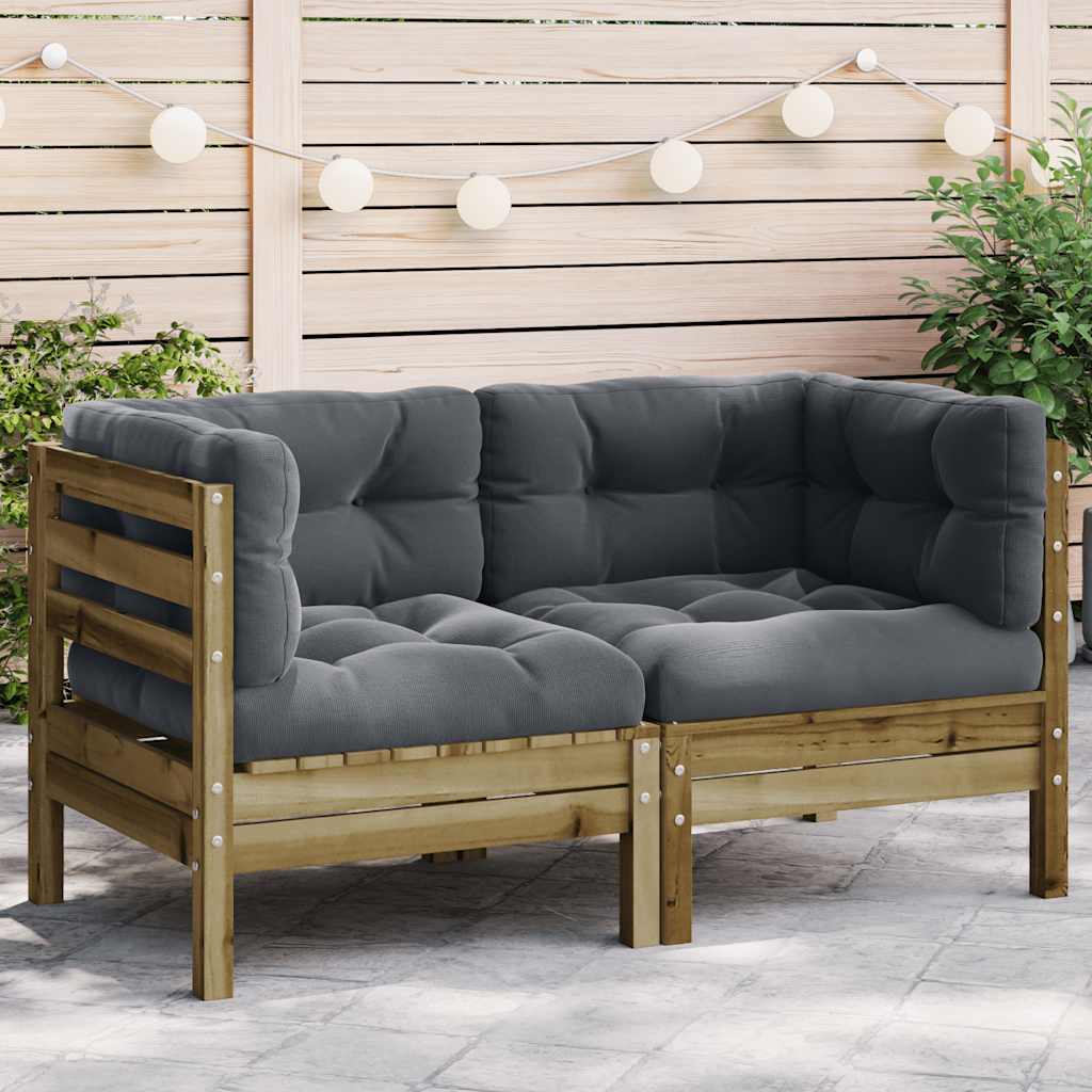 Kutna vrtna sofa s jastucima 2 kom od impregnirane borovine