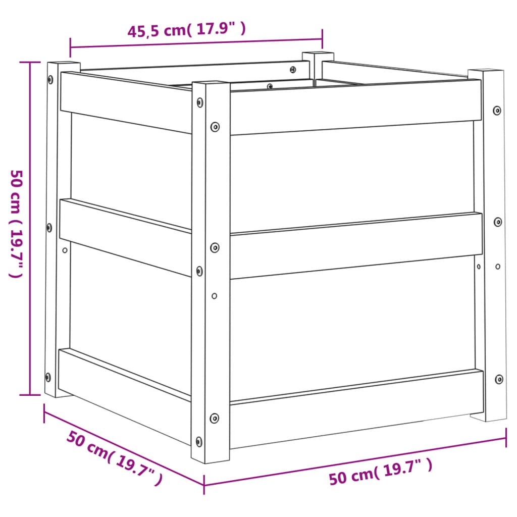 Vrtna sadilica 50 x 50 x 50 cm od masivne borovine