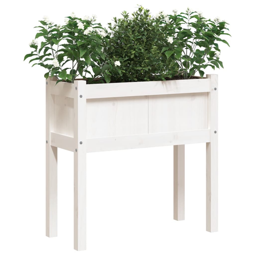 Vrtne sadilice s nogama bijela 70x31x70 cm od masivne borovine