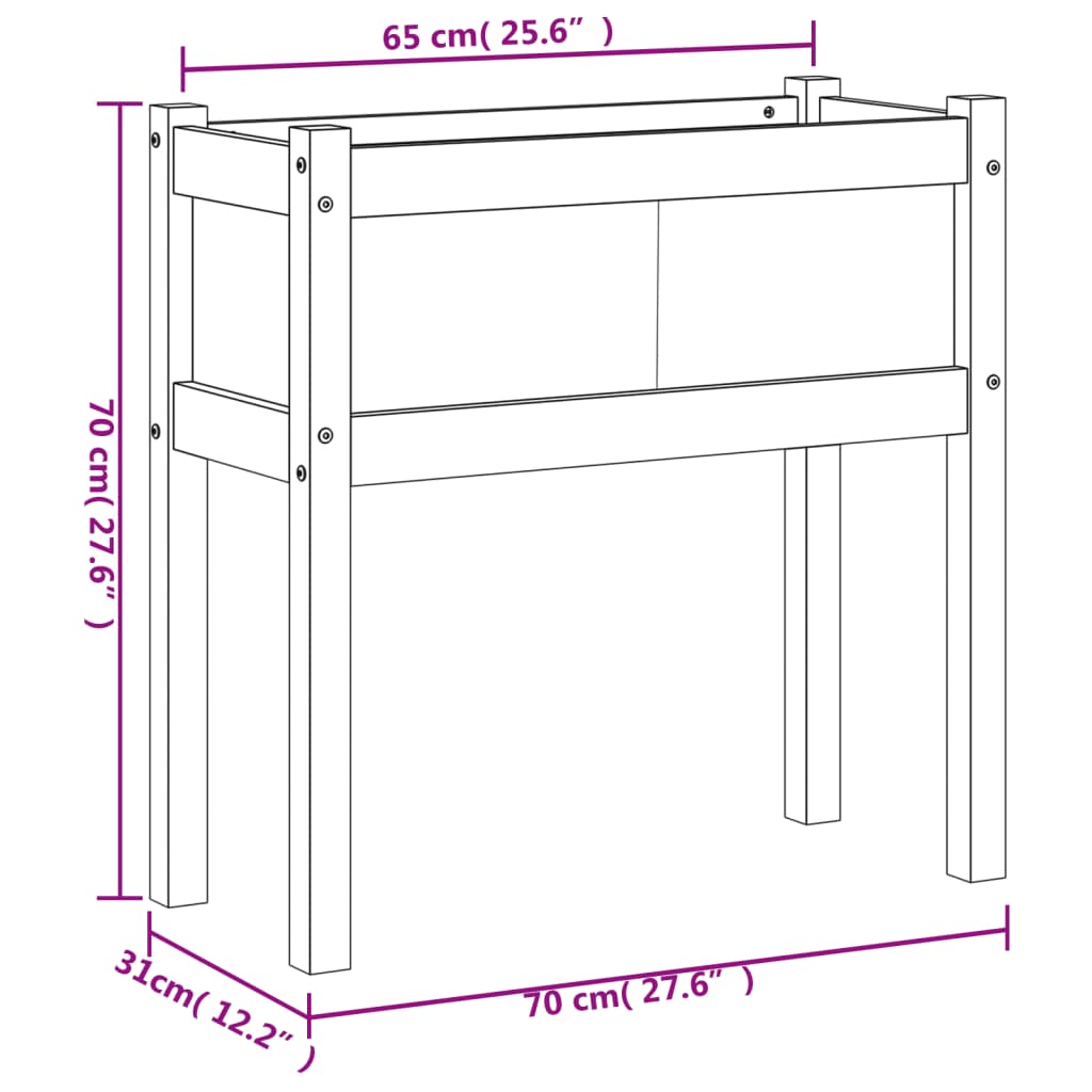 Vrtne sadilice s nogama 70x31x70 cm od masivnog drva duglazije