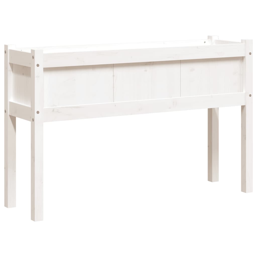 Vrtna sadilica s nogama bijela 110x31x70 cm od masivne borovine