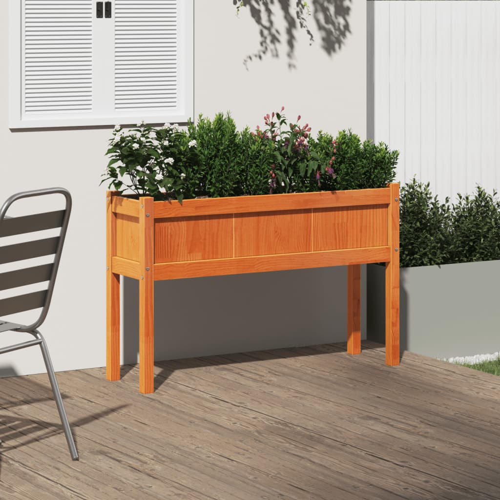 Vrtna sadilica s nogama voštano smeđa 110x31x70 cm od borovine