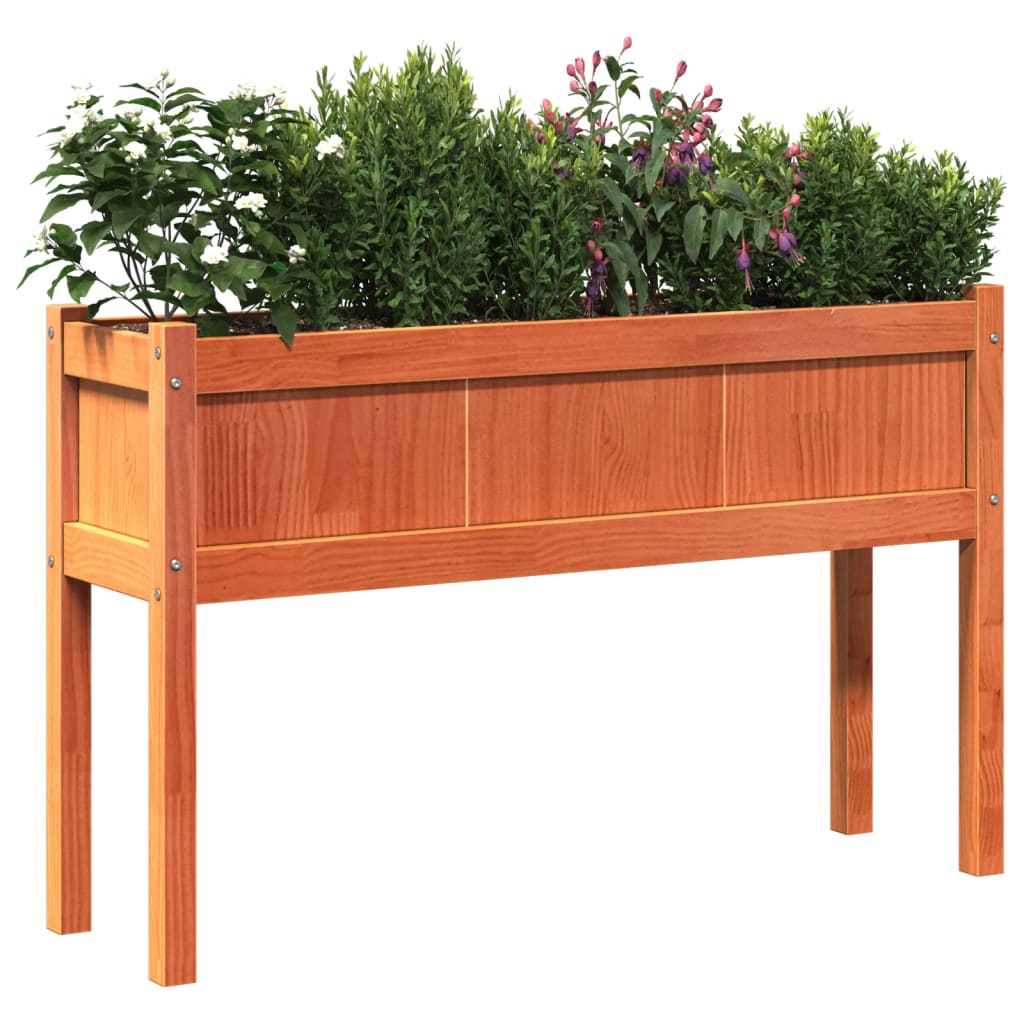 Vrtna sadilica s nogama voštano smeđa 110x31x70 cm od borovine