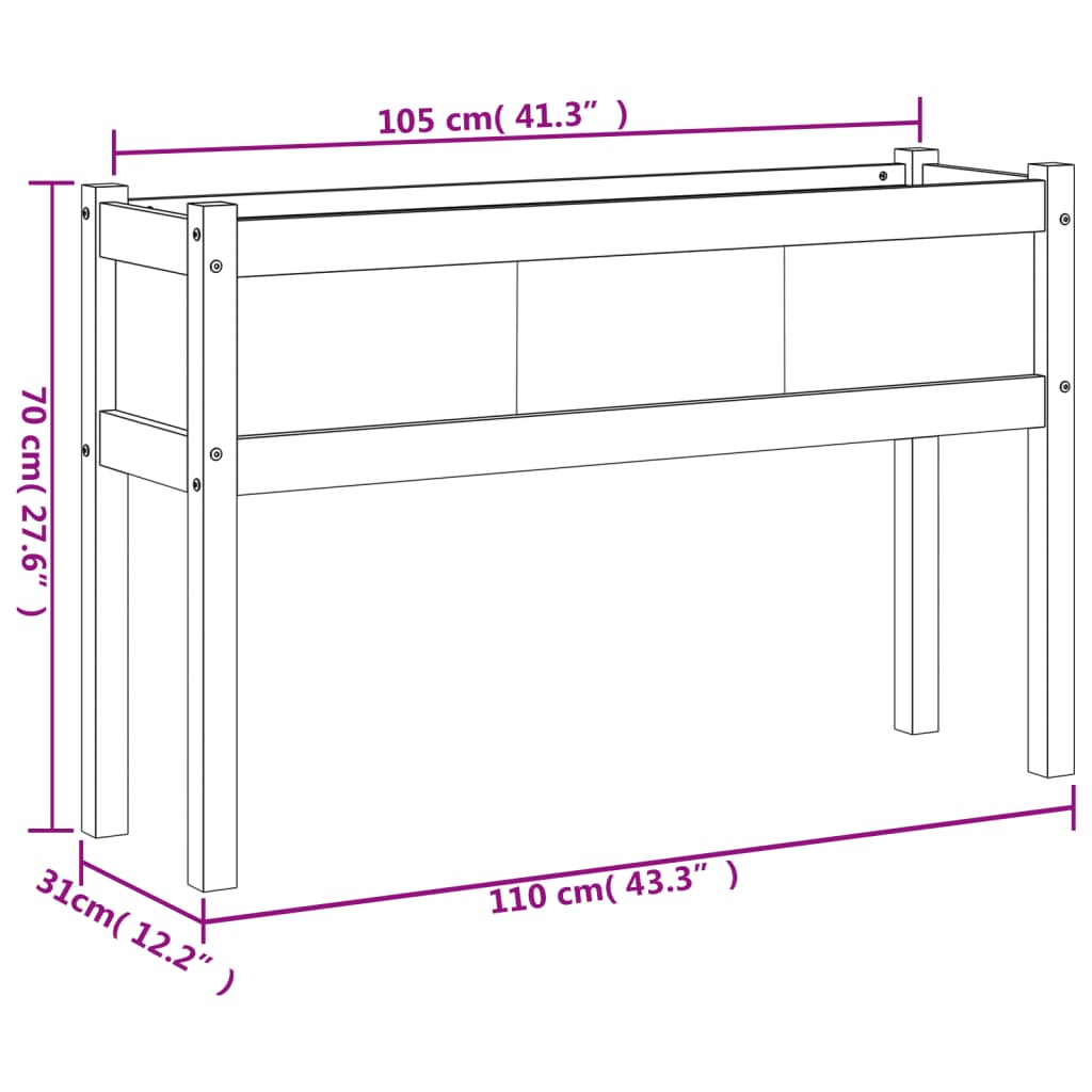 Vrtne sadilice s nogama 110x31x70 cm od impregnirane borovine