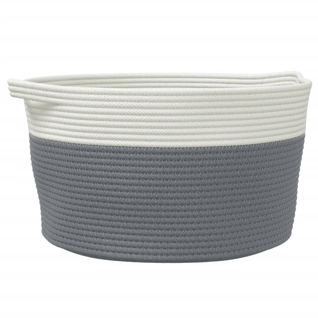 Košara za pohranu sivo-bijela Ø 40 x 25 cm pamučna