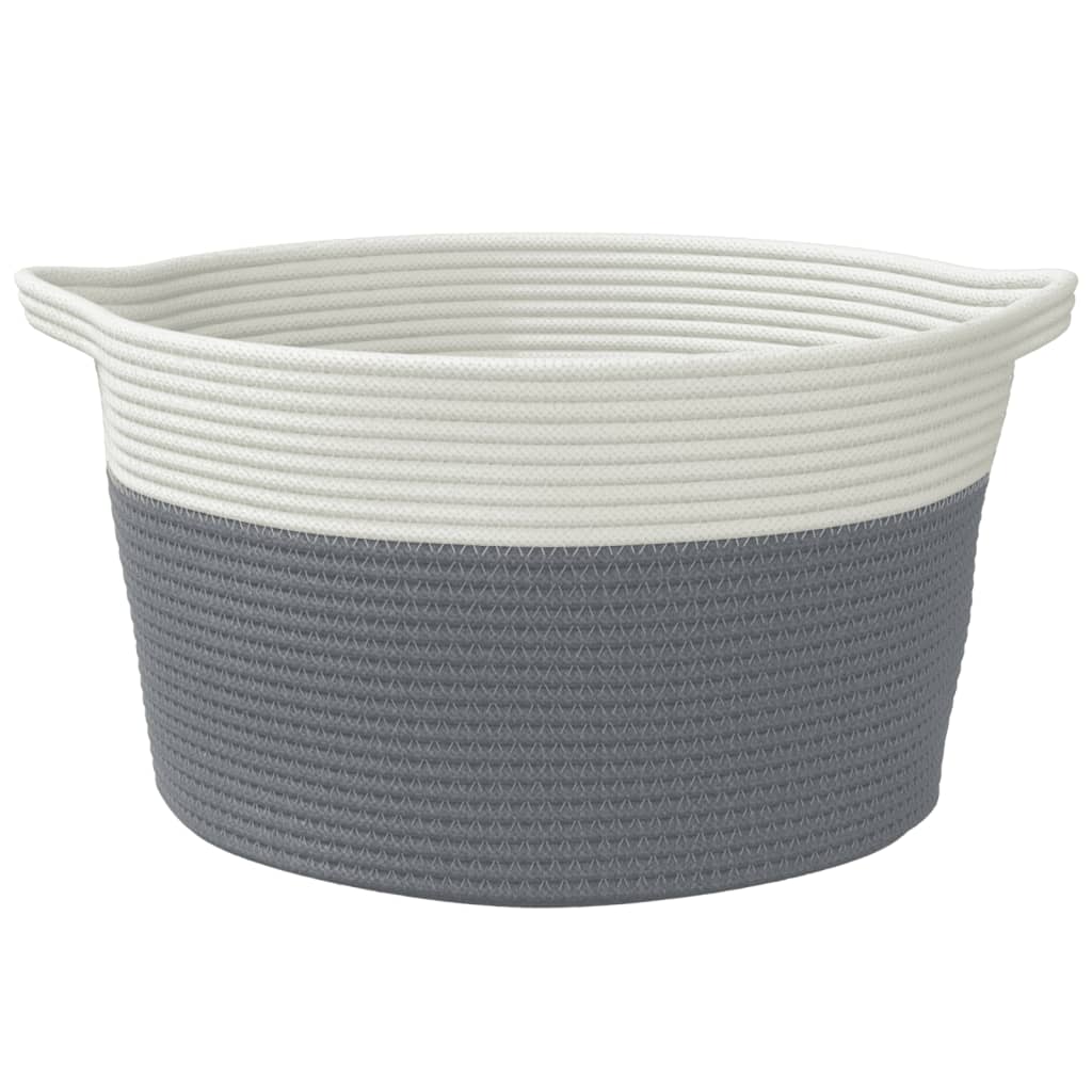 Košara za pohranu sivo-bijela Ø 40 x 25 cm pamučna