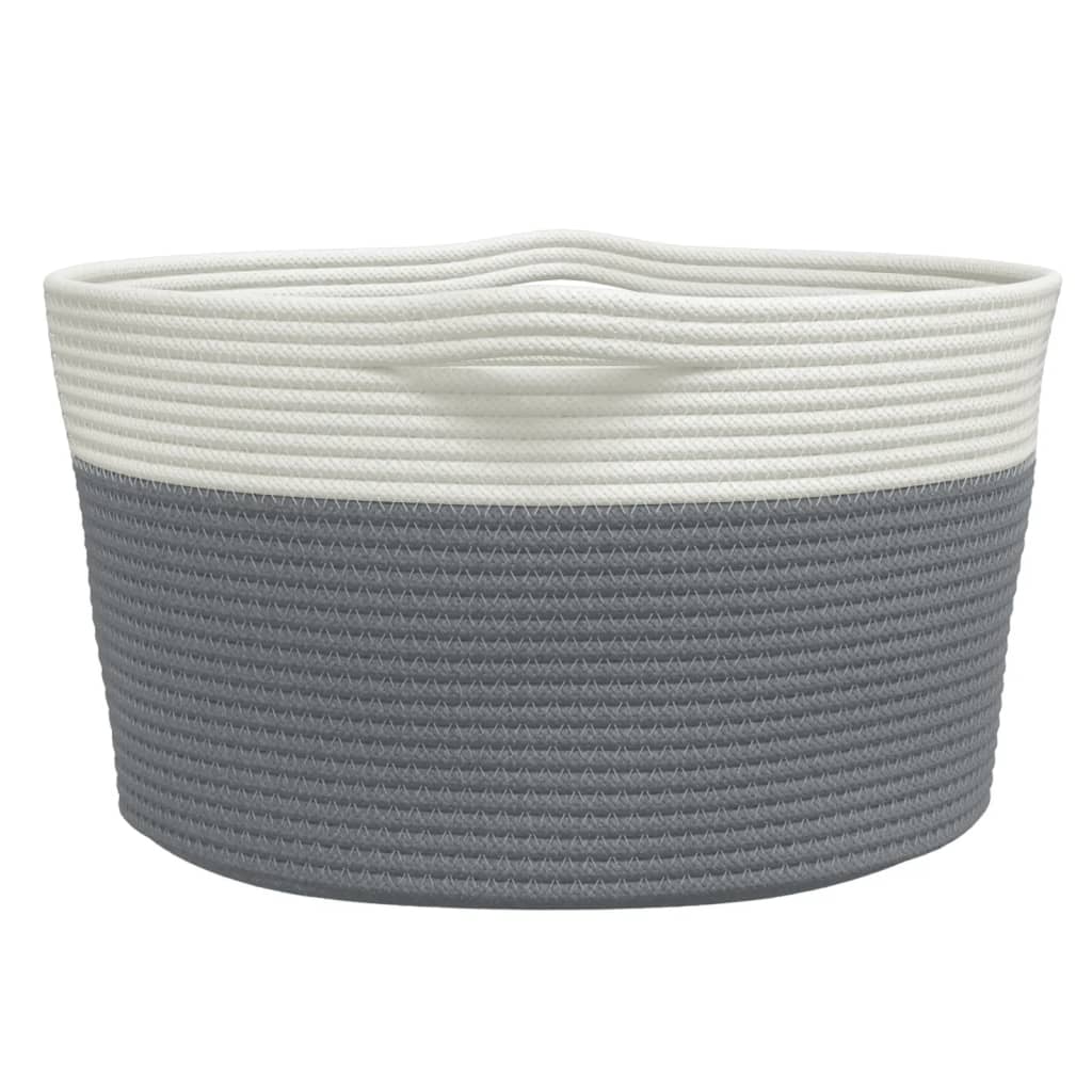 Košara za pohranu sivo-bijela Ø 40 x 25 cm pamučna