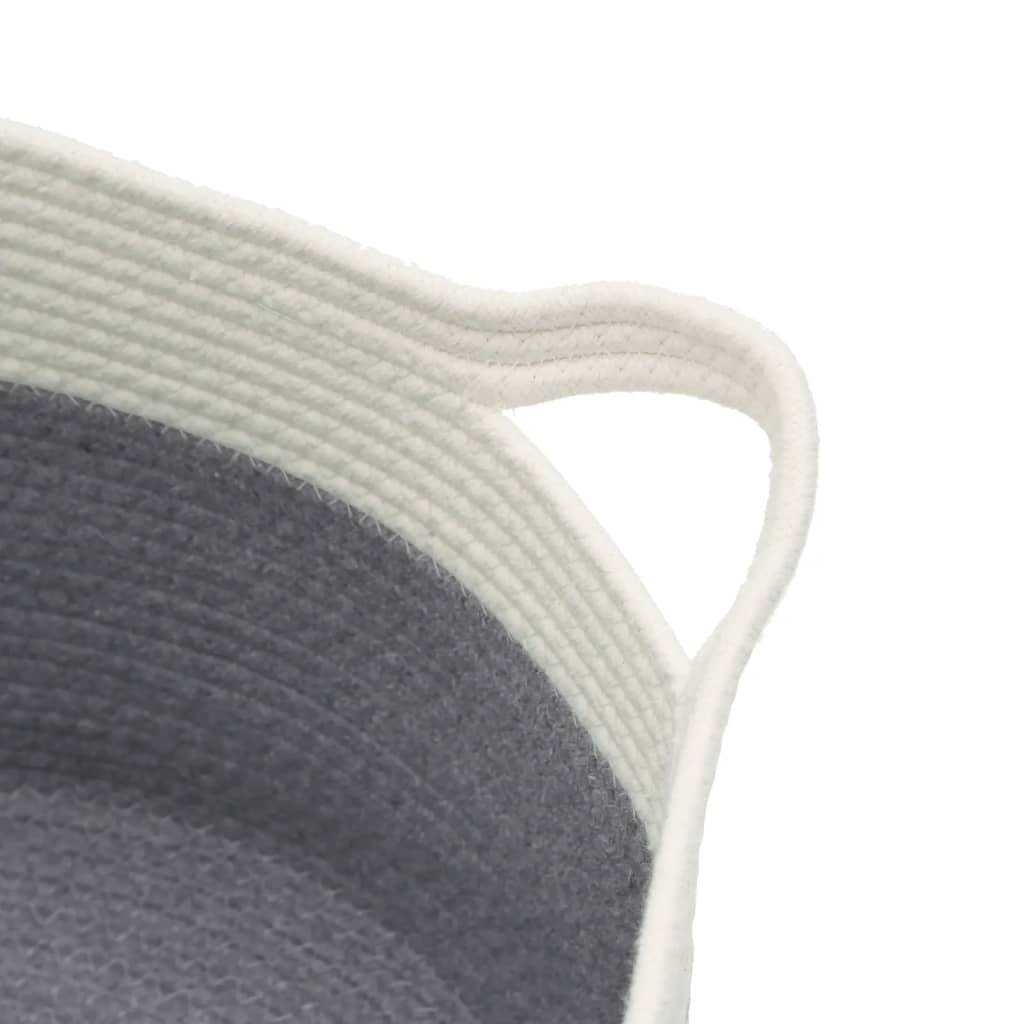 Košara za pohranu sivo-bijela Ø 40 x 25 cm pamučna