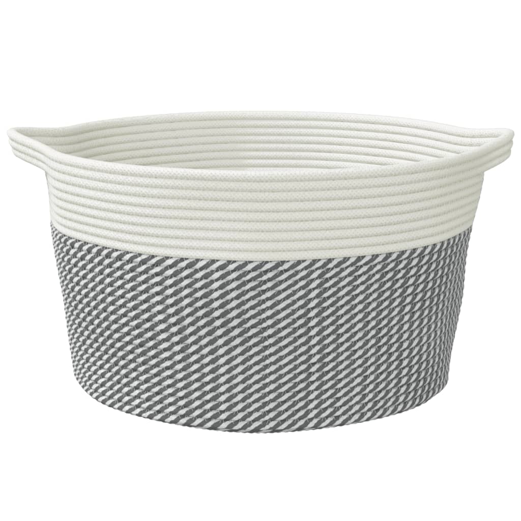 Košara za pohranu sivo-bijela Ø 40 x 25 cm pamučna