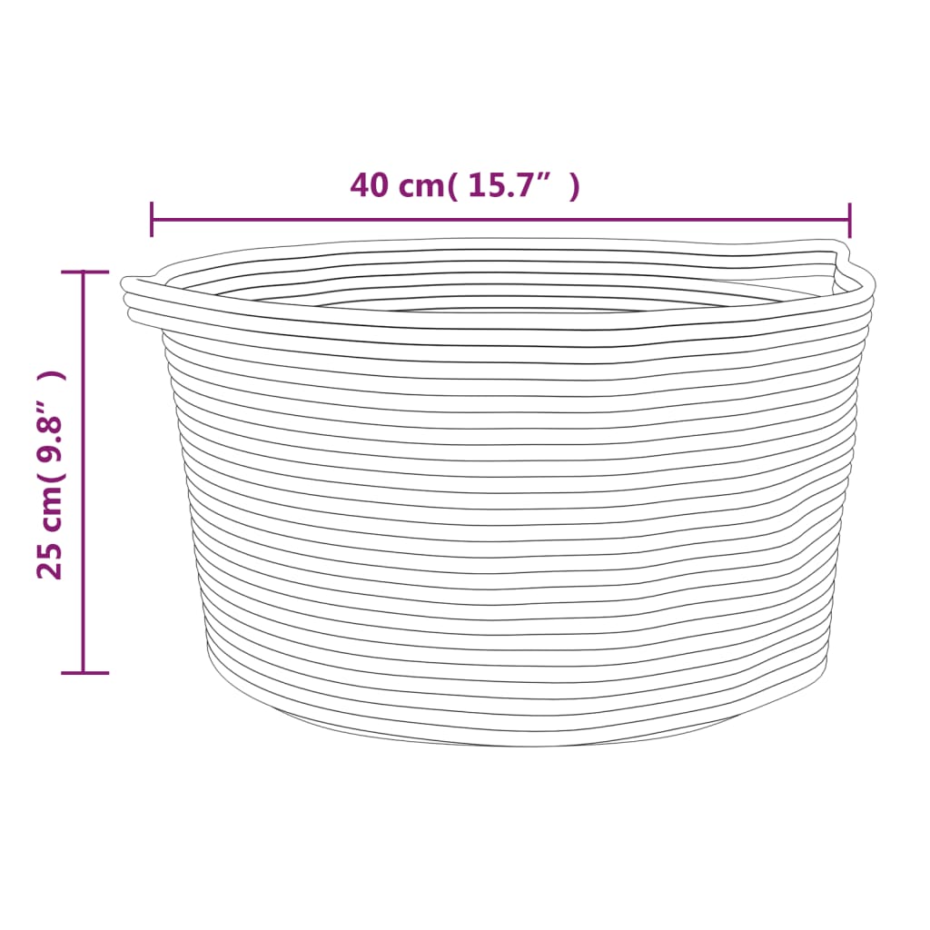 Košara za pohranu sivo-bijela Ø 40 x 25 cm pamučna