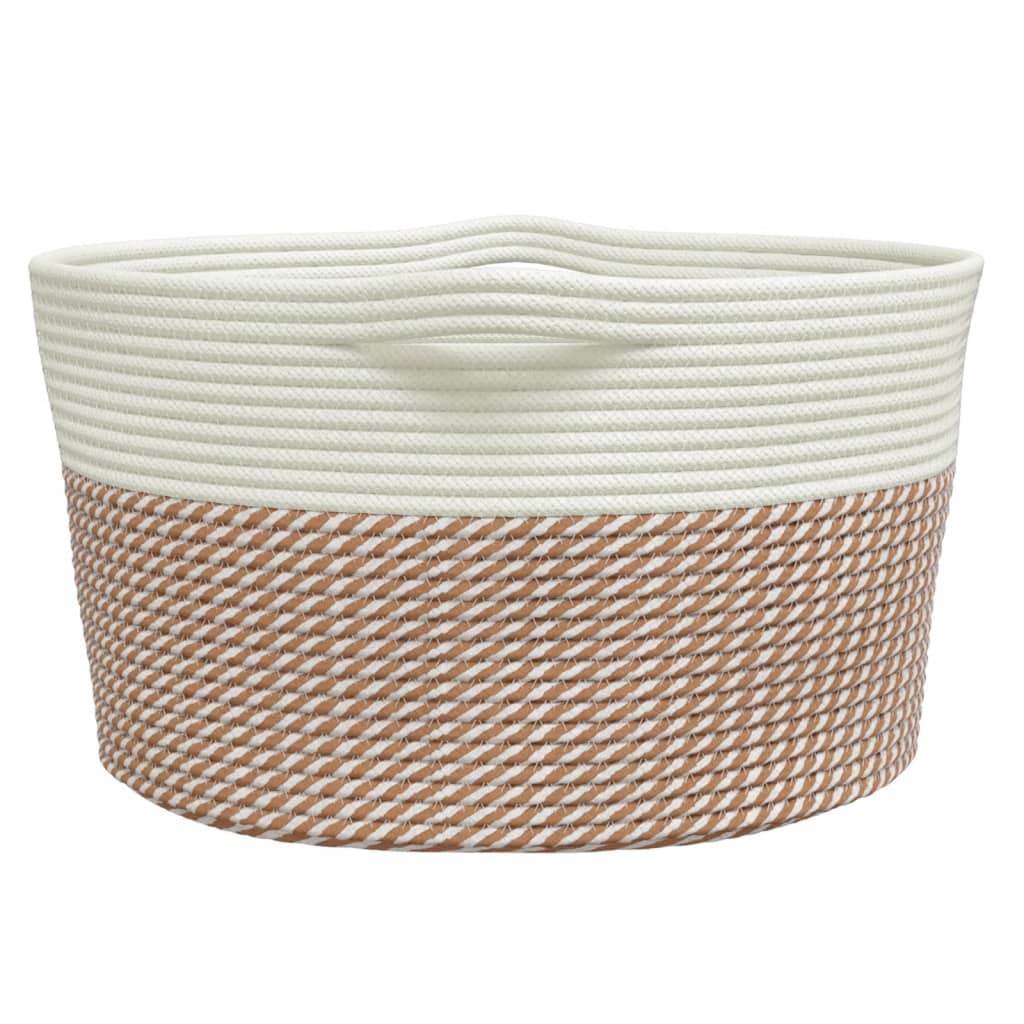 Košara za pohranu smeđe-bijela Ø 40 x 25 cm pamučna